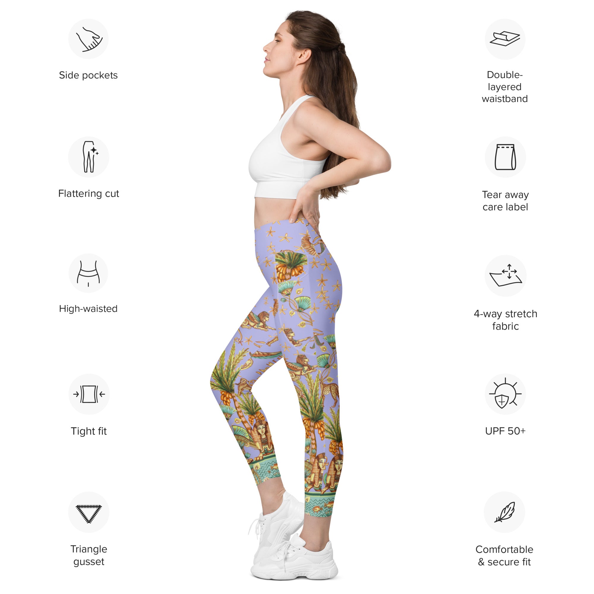 Promover Yoga Pants High Waist Leggings with Pockets 4 Way Stretch Tights 